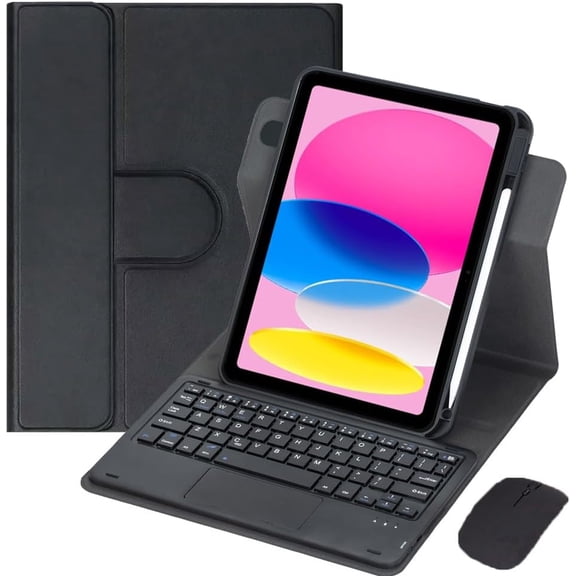 360° Rotatable Trackpad Keyboard Cover with Pen Holder for iPad A16 2025 / iPad 11th Gen