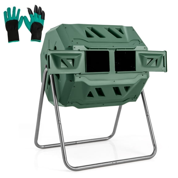 360 Rotatable Tumbling Composter with 2 Sliding Doors