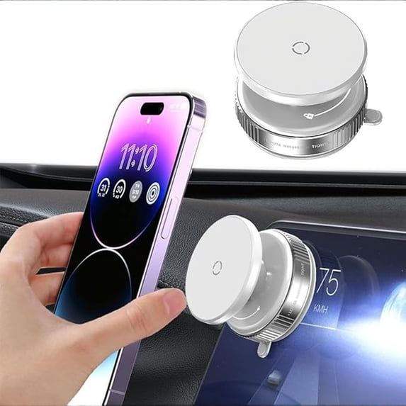 360° Rotatable Vacuum Magnetic Phone Holder,No-Noise & No-Charging, Magnetic Phone Holder for Car/Gym/Mirror/Bathroom/Smooth Surface, Suction Cup Phone Mount Compatible Phone