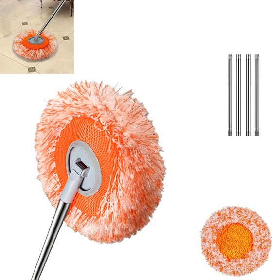 360° Rotatable Wall Mop with Adjustable Stainless Steel Handle, Dry Wet Dual Use Baseboard Cleaner Tool, Microfiber Dust Mop for Floor Wall Ceiling Window Bathroom Kitchen