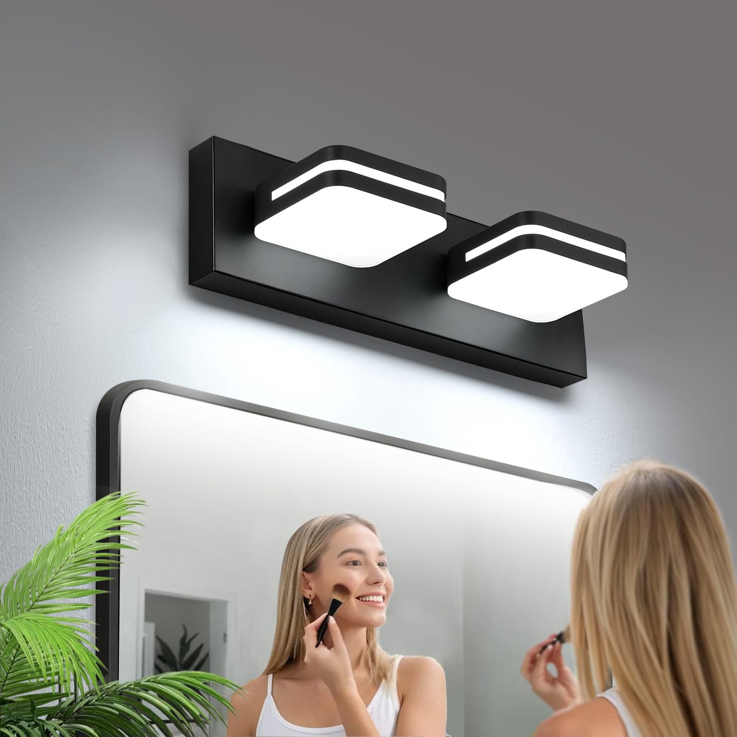360° Rotate Led Bathroom Vanity Light Fixtures  900lm Acrylic Matte Black Lights For Modern Wall Lighting Over Mirror Kitchen Living Room Hallway (natural White 5000k)