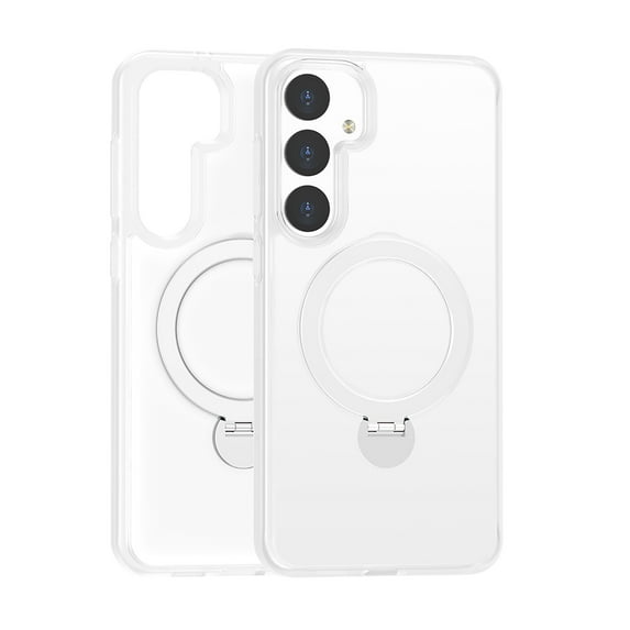 360° Rotate Magnetic Ring for Samsung Galaxy S24 Ultra Case, Compatible with MagSafe with Ring Holder Kickstand, Military Grade Shockproof Translucent Back for Galaxy S24 Ultra Phone Case, White
