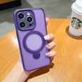 thumbnail image 1 of 360° Rotate Magnetic Ring for iPhone 15 Plus Case, Compatible with MagSafe with Ring Holder Kickstand, Military Grade Shockproof Translucent Back for iPhone 15 Plus Phone Case, Purple, 1 of 10