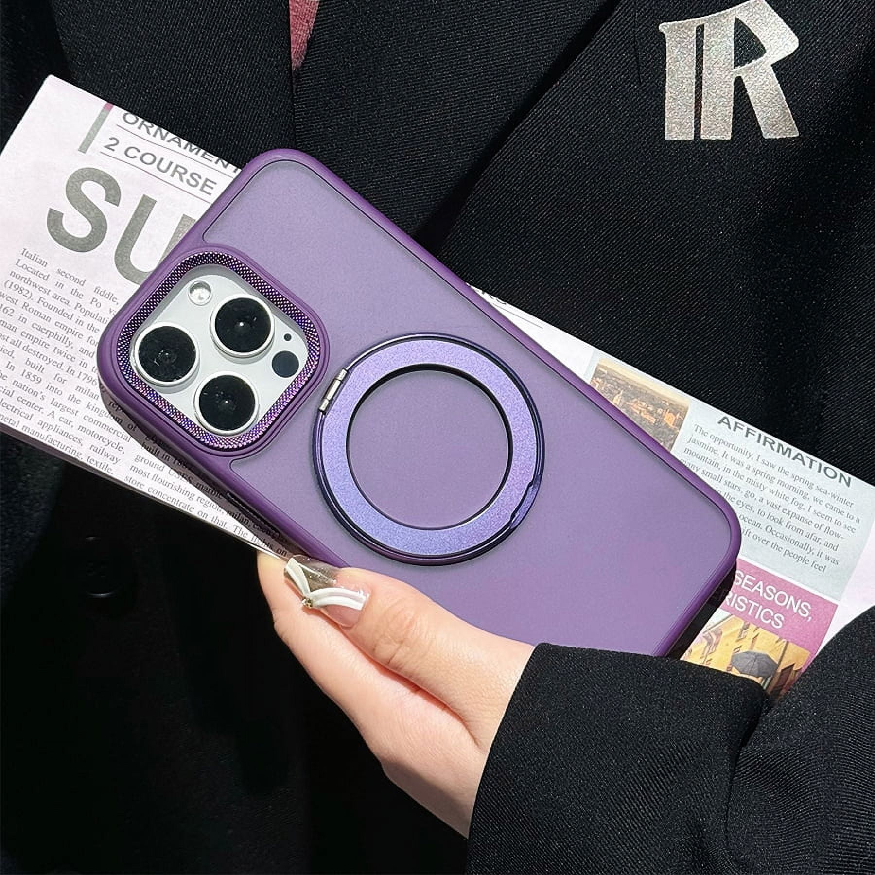 360° Rotate metal bracket magsafe charging phone case for iPhone 16 15