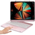thumbnail image 1 of 360 Rotating Backlit Keyboard Cover with Trackpad and Pencil Slot for iPad Air 13 M2/M3/M4, Pro 13 M4/M5, Pro 12.9 3/4/5/6 Gen,Rose Gold, 1 of 6