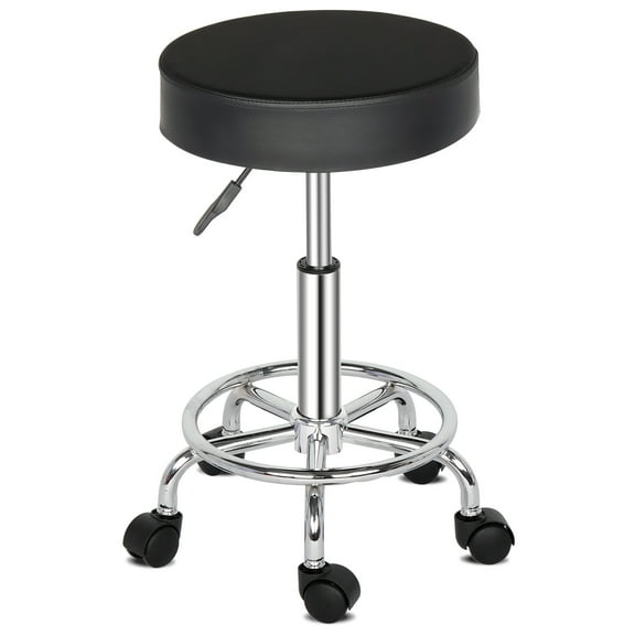 360Rotating Bar Stool, PU Leather Sponge Chrome-plated Bar Stool with 5 Casters, Height Adjustable Durable Soft Bar Stool for Home Bar Counter