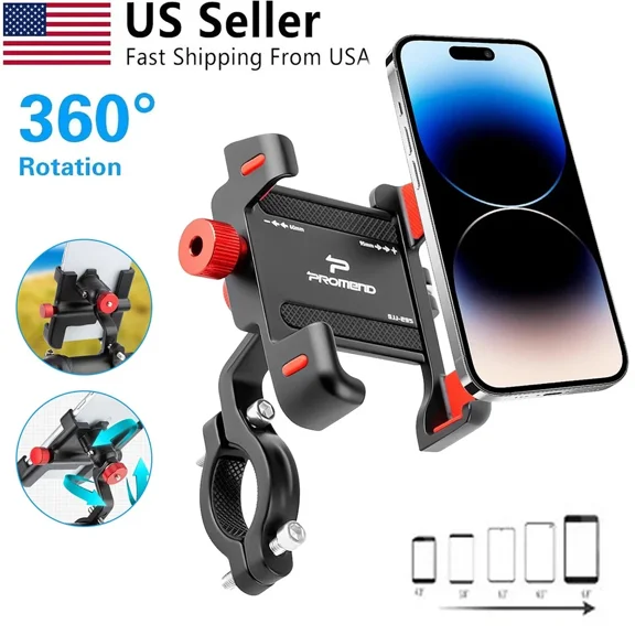 360Rotating Bike Phone Mount-Quick-Release Handlebar Clamp for 4.5-7 Inch Smartphones,Compatible with for iphone 17/16/15/14 Pro Max/Plus,S10/S23/S24/S25 & More,Secure Phone Holder