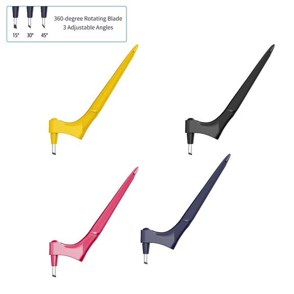 360 Rotating Blade Craft Stainless Steel Craft Knife Craft Cutting Tools 360 Degree Rotating Blade Handheld Craft Cutter with Three Different Angle Replacement Blades 15/30/45 for
