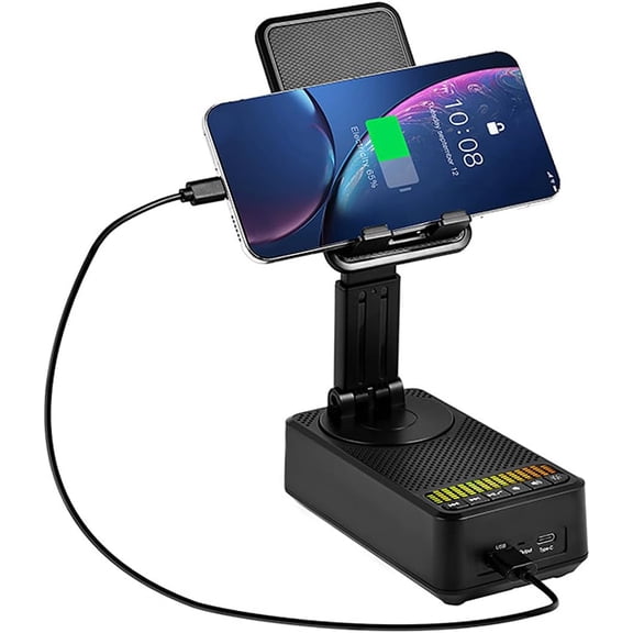 360° Rotating Bluetooth Speaker with Phone Holder, 5000mAh Power Bank for Charging, Music & Video - Black