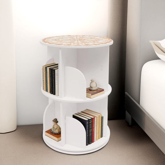 360 Rotating Book Storage Shelf, Stable Multi-Tier Bookcase, Space-Saving Organizer for Kids Rooms & Offices