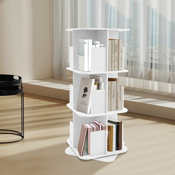 360 Rotating Bookshelf, 3 Tier Standing Bookcase, Small Corner Bookcase