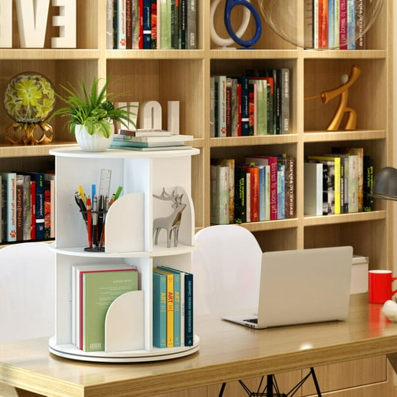 360° Rotating Bookshelf Bookcase Storage Shelf Freestanding Display Rack Stand