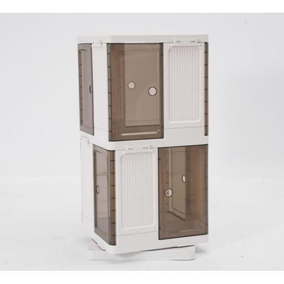 360 Rotating Bookshelf, Floor Standing Square Bookcase Plastic Storage Rack Multi-Functional Bookshelf Organizer for Home Office Study, Space Saving (2-Tier)