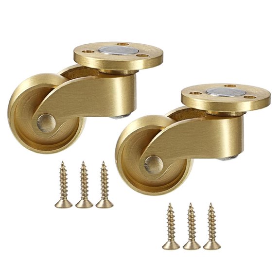 2Pcs Sturdy Brass Casters Portable Silents Roll Swivels Designs Accessory for Moving Trunks Box Workbenches Cabinets