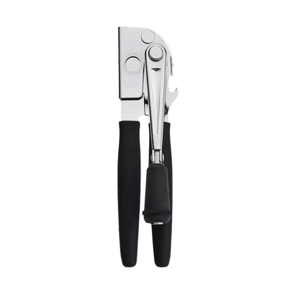 360° Rotating Can Opener - Commercial Grade Manual Opener with Bottle Cap Lifter & Ergo Grip