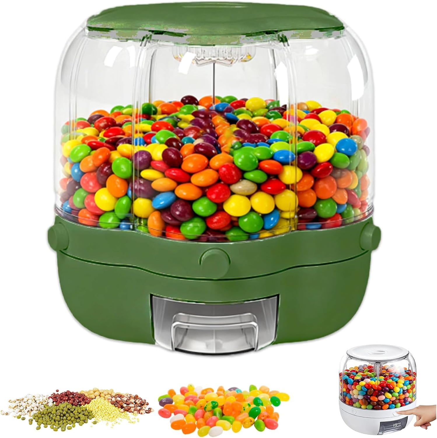 360° Rotating Candy Dispenser Countertop, 6 Large-Capacity Compartments ...