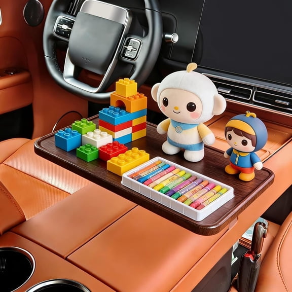 360 ° Rotating Car Desk for Laptop - Wood Car Tray & Cup Holder Table, Steering Wheel Food Tray, Foldable Mobile Workstation for /3/S, Ford F150 & Most Vehicles