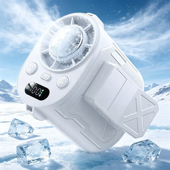 360° Rotating Car Fan with LED Display – 199 Speeds, 16°C Semi-Tech, USB Rechargeable, Hands-Free Clip-On for Vehicle, Work, Camping