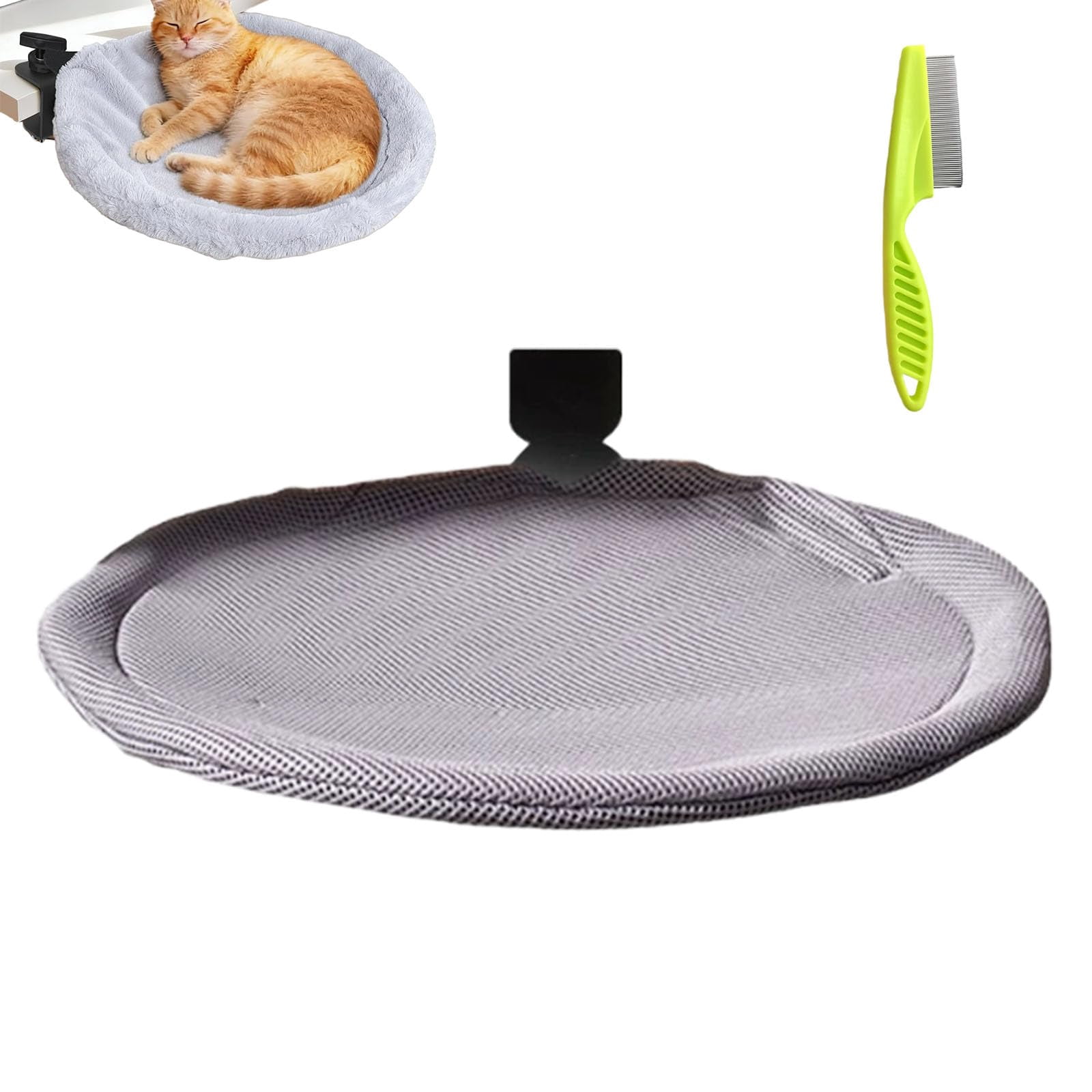 360° Rotating Cat Desk Hammock – Space-Saving Cat Perch with Clamp Mount, 2 Washable Pads, Supports up to 45 lbs
