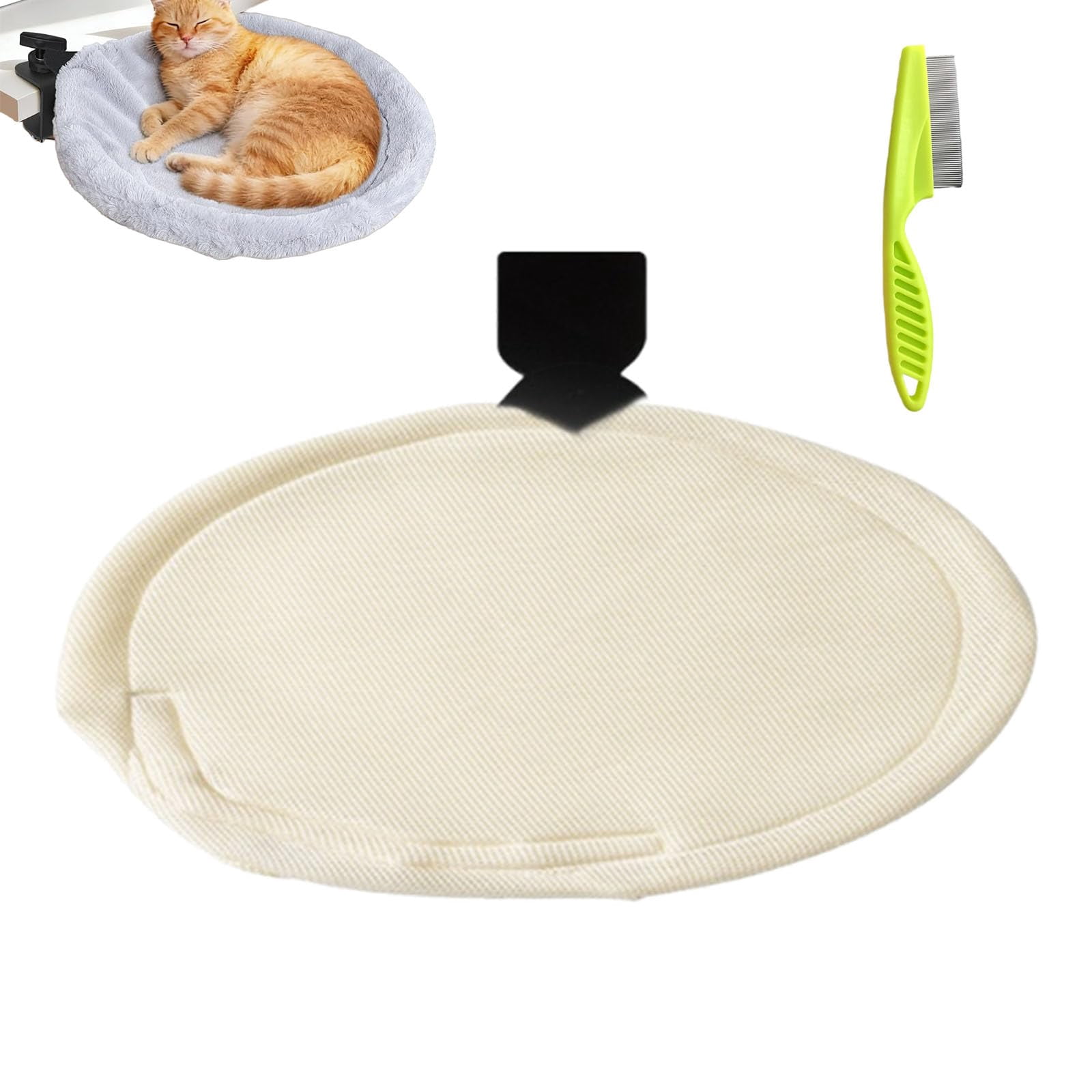 360° Rotating Cat Desk Hammock – Space-Saving Cat Perch with Clamp Mount, 2 Washable Pads, Supports up to 45 lbs