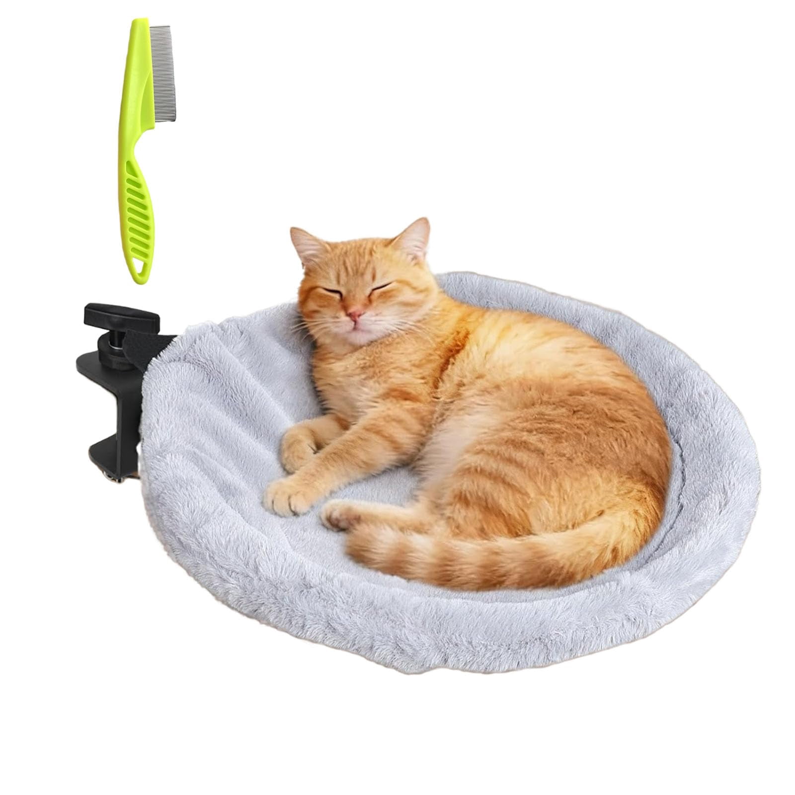 360° Rotating Cat Desk Hammock – Space-Saving Cat Perch with Clamp Mount, 2 Washable Pads, Supports up to 45 lbs