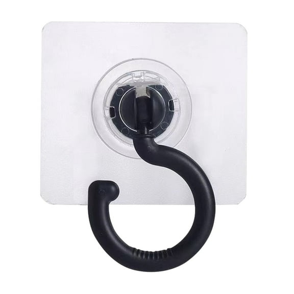 360°Rotating Ceiling Adhesive Hook,Heavy Duty Wall Adhesive Hooks,Waterproof Bathroom Kitchen Heavy Duty Self Adhesive Hooks (Black/1 Pcs) 2.76x2.76"