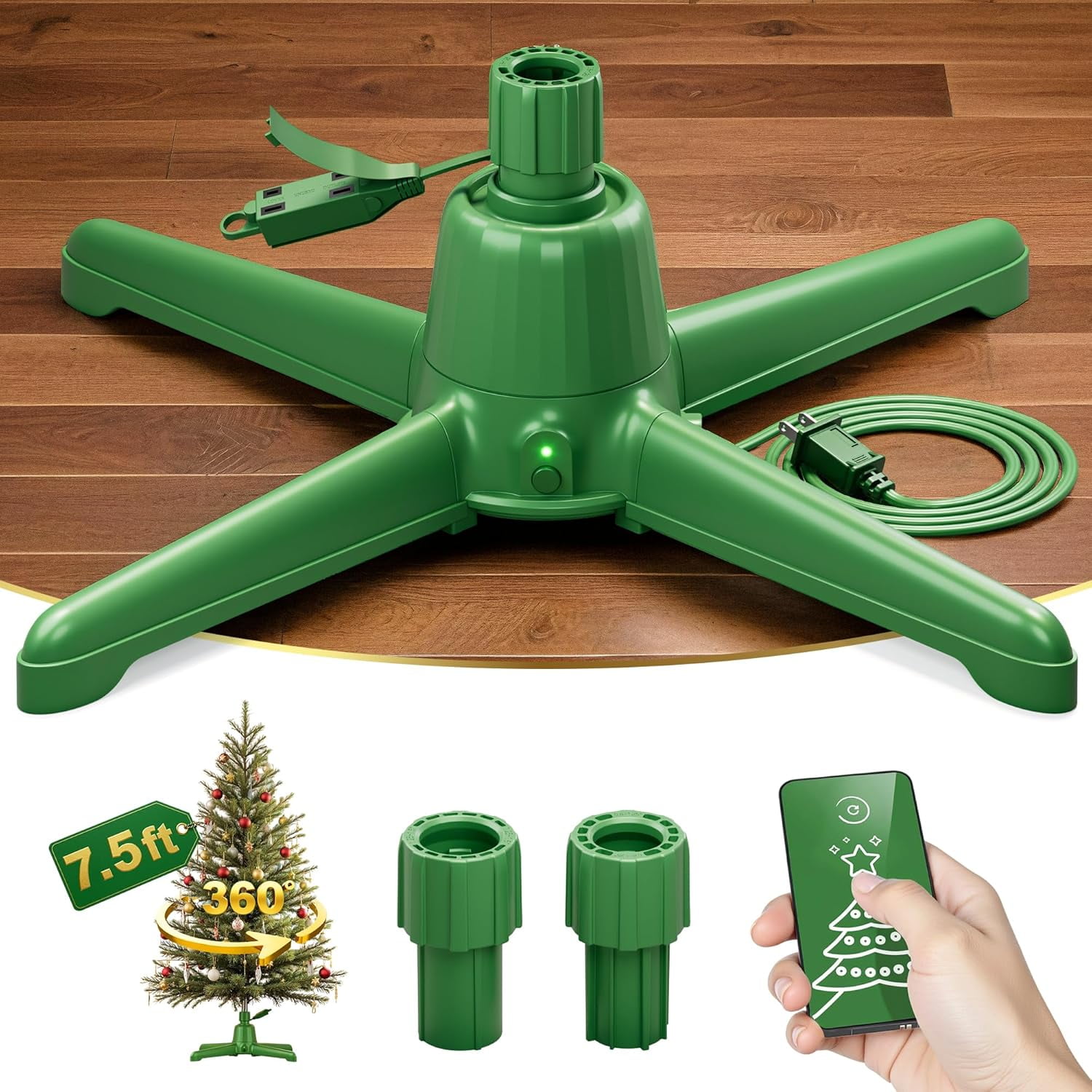 360 ° Rotating Christmas Tree Stand with Remote Control, Fits 0.8–1.5 ...