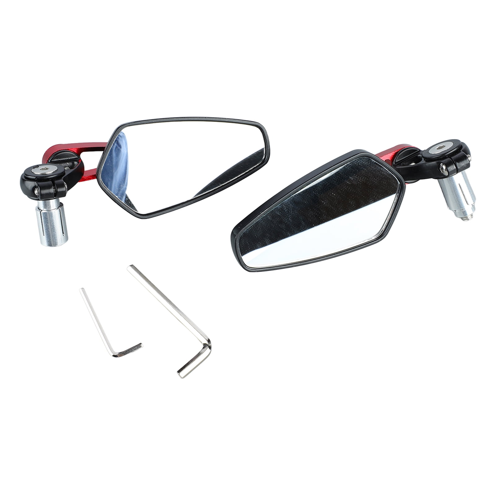 360 Rotating, Clear Glass, Red Accents, Handlebar Side Mirror for Enhanced Vision Universal Motorcycle Rear View Mirror Rarida