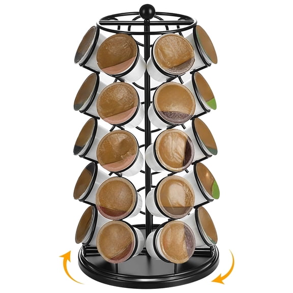 Coffee Pod Carousel Organizer, Compatible with Keurig K Cup 35 Pods, 360 Rotating Coffee Pod Holder, Plastic Capsule Rack with Non-Slip Foam Base for Home Office, Black