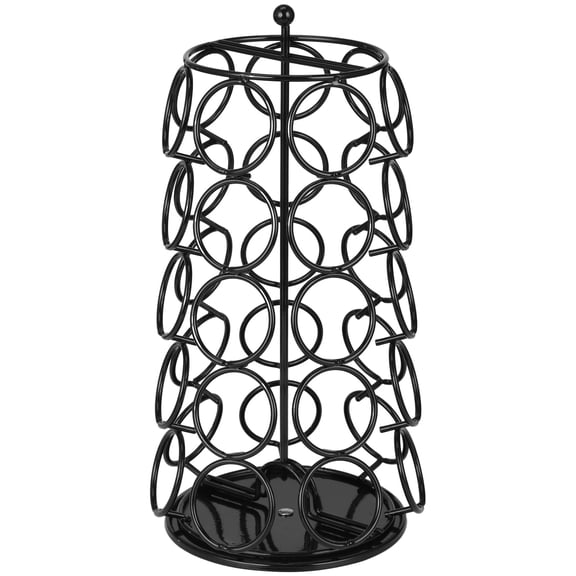 Coffee Pod Carousel Organizer, Compatible with Keurig K Cup 35 Pods, 360 Rotating Coffee Pod Holder, Plastic Capsule Rack with Non-Slip Foam Base for Home Office, Black