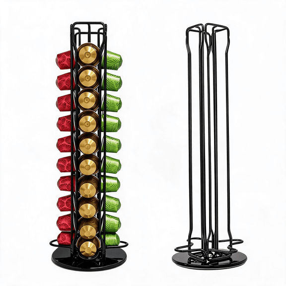 360 Rotating Coffee Pod Holder for Nespresso Original Line, Holds 40 Pods, 4.7 x 4.7 x 15 in