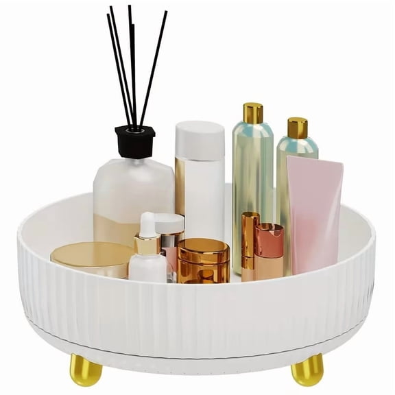 360° Rotating Cosmetic Organizer, Large Black & Gold Perfume Storage Box