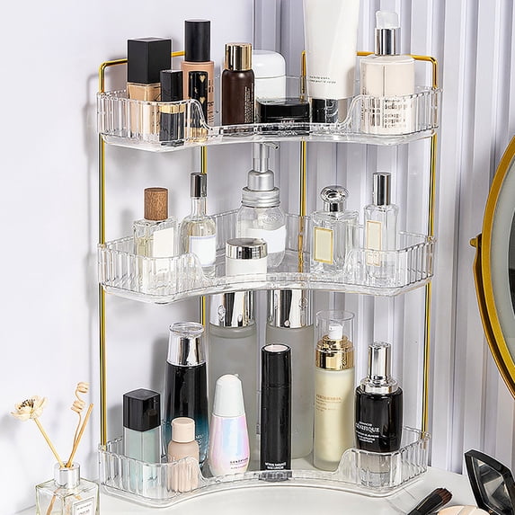 360 Rotating Cosmetics Storage Rack - Corner Toilet Storage Box - Bedroom Jewelry & Cosmetics Organizer Decoration Rack