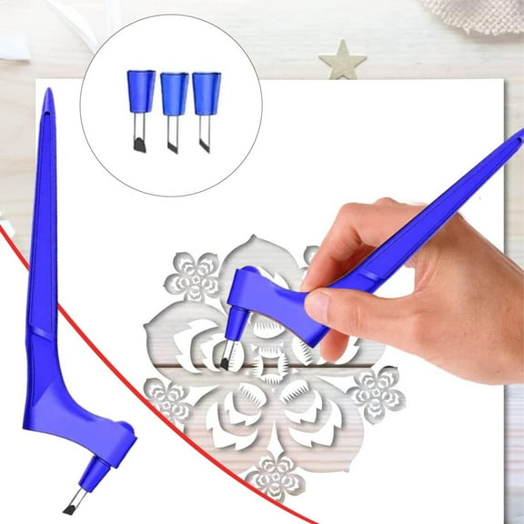 360 Rotating Craft Cutting Stainless Cutter Pen with 15 30 45 Blades for Stencils Scrapbooks Diy Crafts,Blue A