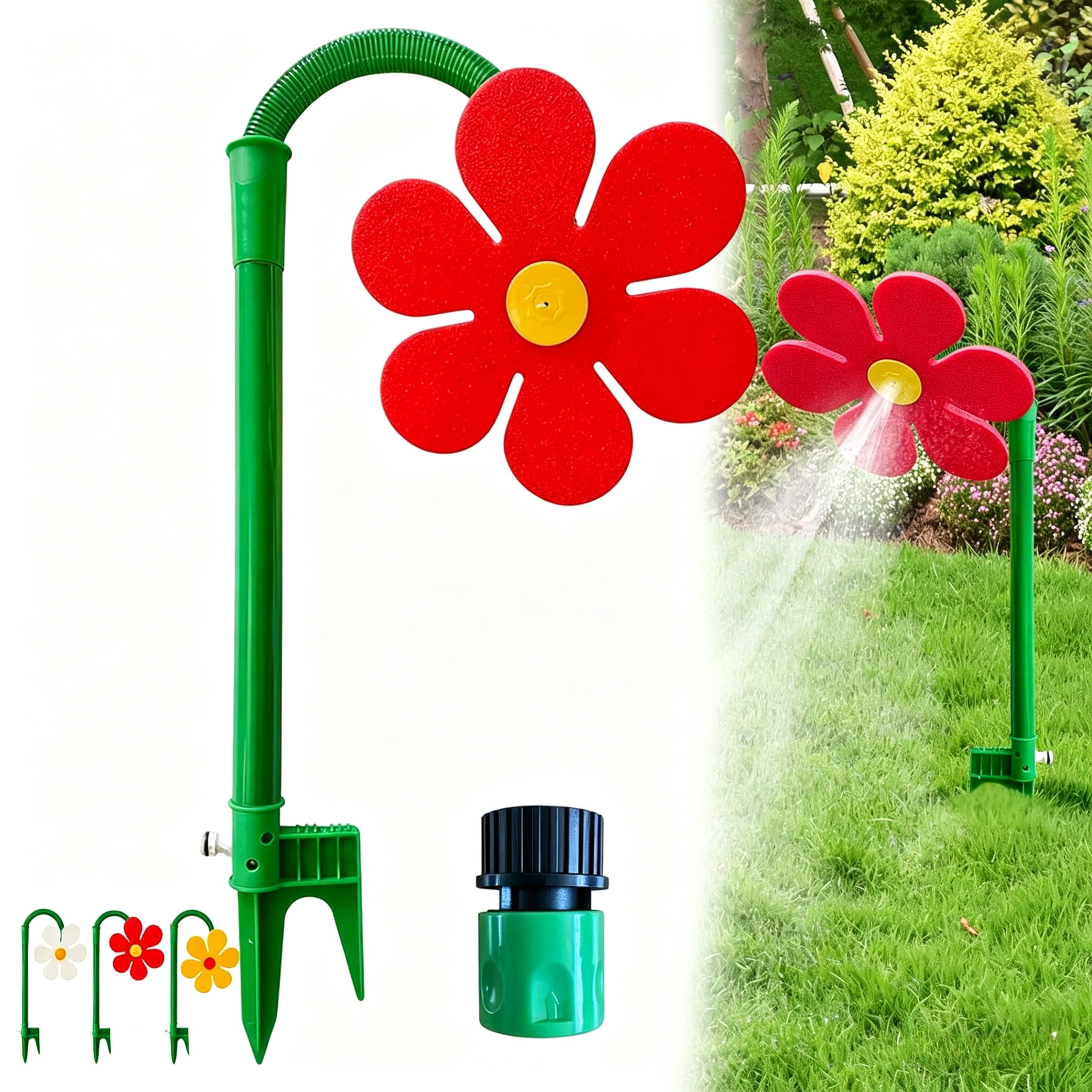 360° Rotating Daisy Lawn Sprinkler, Flower spray toy designed specifically for dogs, Crazy Dancing Flower Water Sprinklers for Yard Watering Kids & Pets Playing