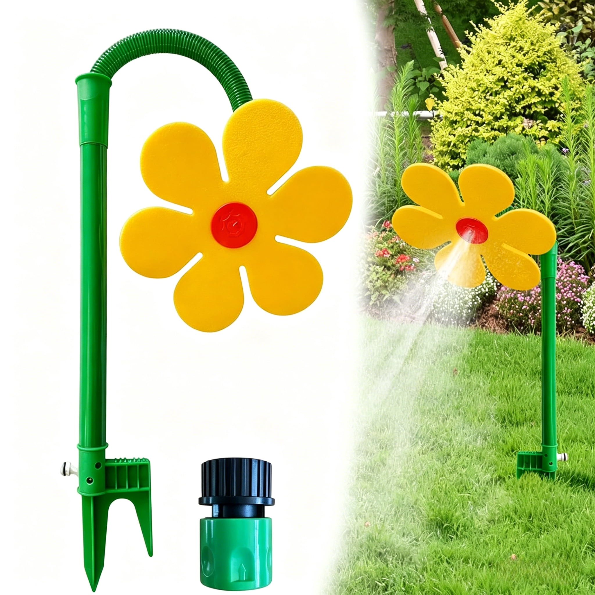 360° Rotating Daisy Lawn Sprinkler, Flower spray toy designed specifically for dogs, Crazy Dancing Flower Water Sprinklers for Yard Watering Kids & Pets Playing