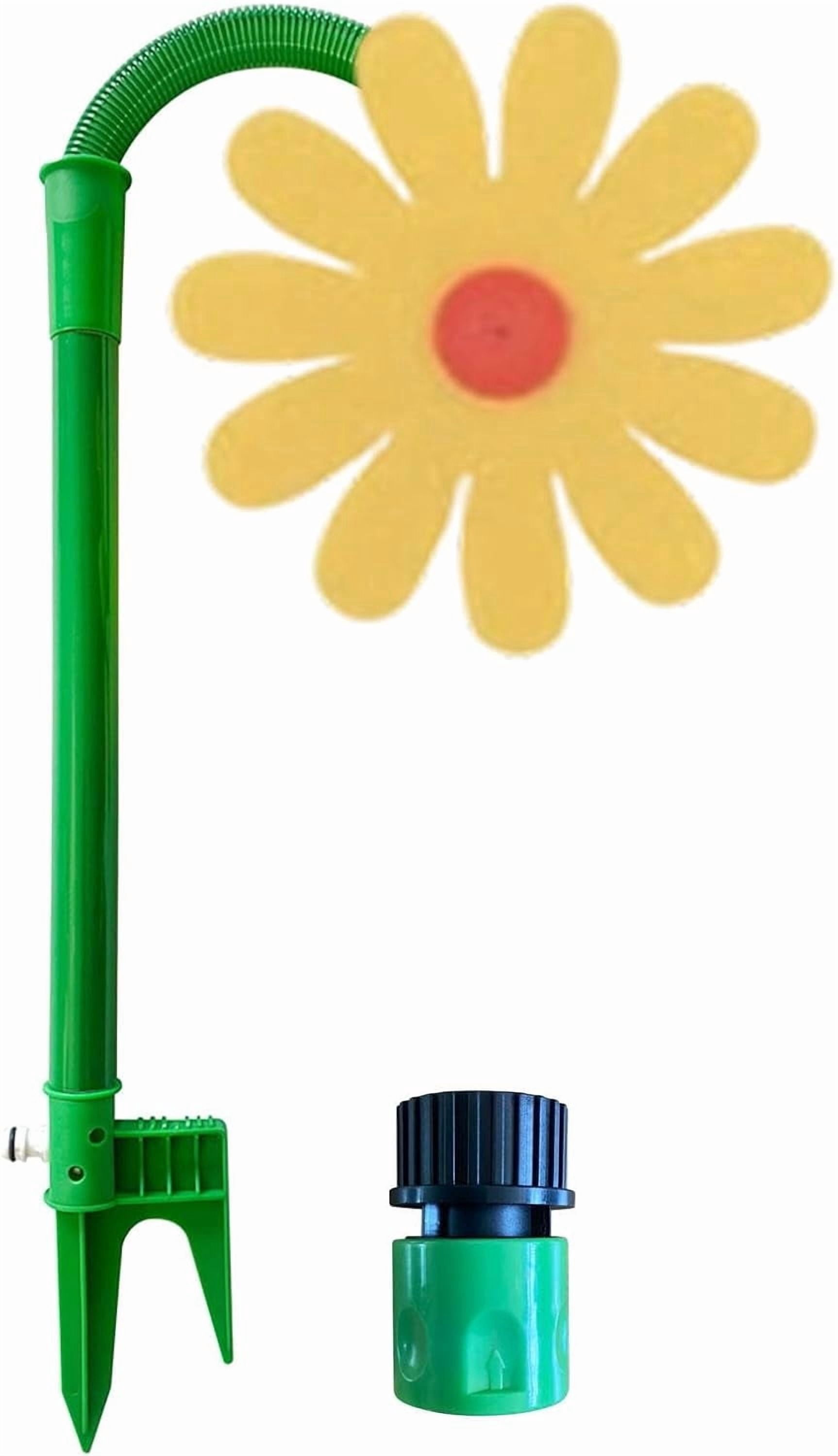 Dancing Flower Sprinkler 360° Rotating Lawn Sprinkler Toy for Kids, Yard Watering Summer Outdoor Fun for Dogs and Garden Decoration, Yellow
