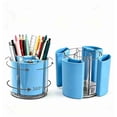 thumbnail image 1 of 360° Rotating Desk Accessories, Plastic Pen Holder for Desk with 5 Slots, Office Decor Desk Organizer, Pencil Holder, Office Accessories, Blue, 1 of 9