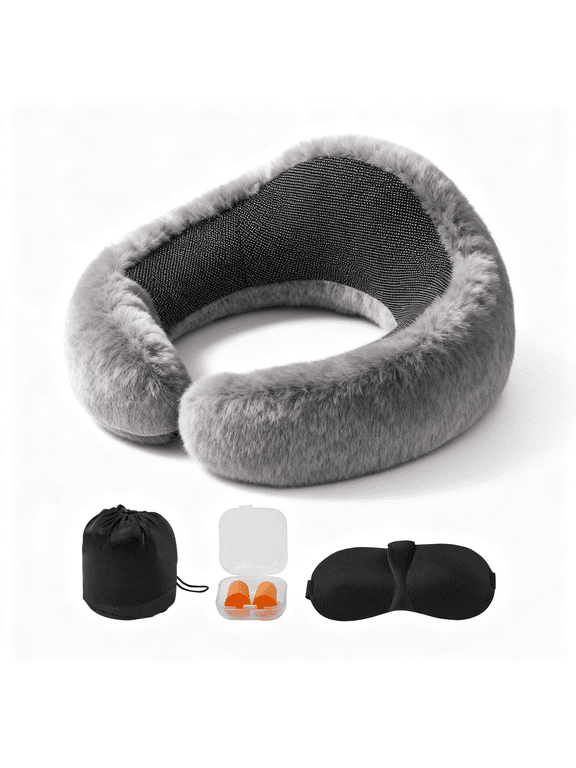 360 Rotating Dual Support Travel Pillow, Ergonomic Neck Curve Fit Pressure Relief, Comfortable Head Neck Support for Airplane Car Office Nap