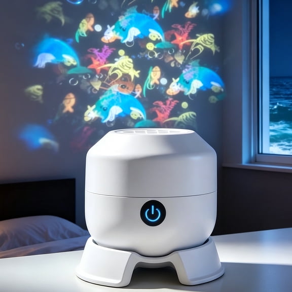 360° Rotating Dynamic LED Projector Light,Soft Night Light Ocean Wave Night Projection with Multi-Angle Base for Bedroom, Home Theater & Meditation