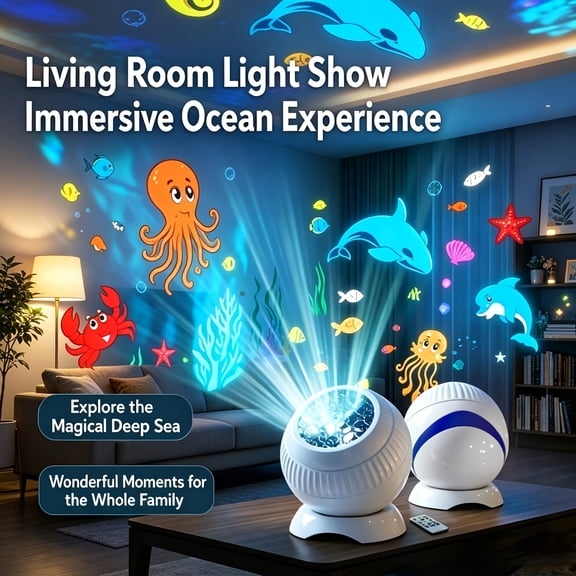 360° Rotating Dynamic Projector Lamp,Multi-Theme LED Pattern Projection Light,Rotatable Ambient Night Light for Kids Bedroom Party Holiday Decor
