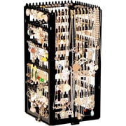 360 Rotating Earring Holder Organizer, 5 Tiers Acrylic Jewelry Display Stand, Black