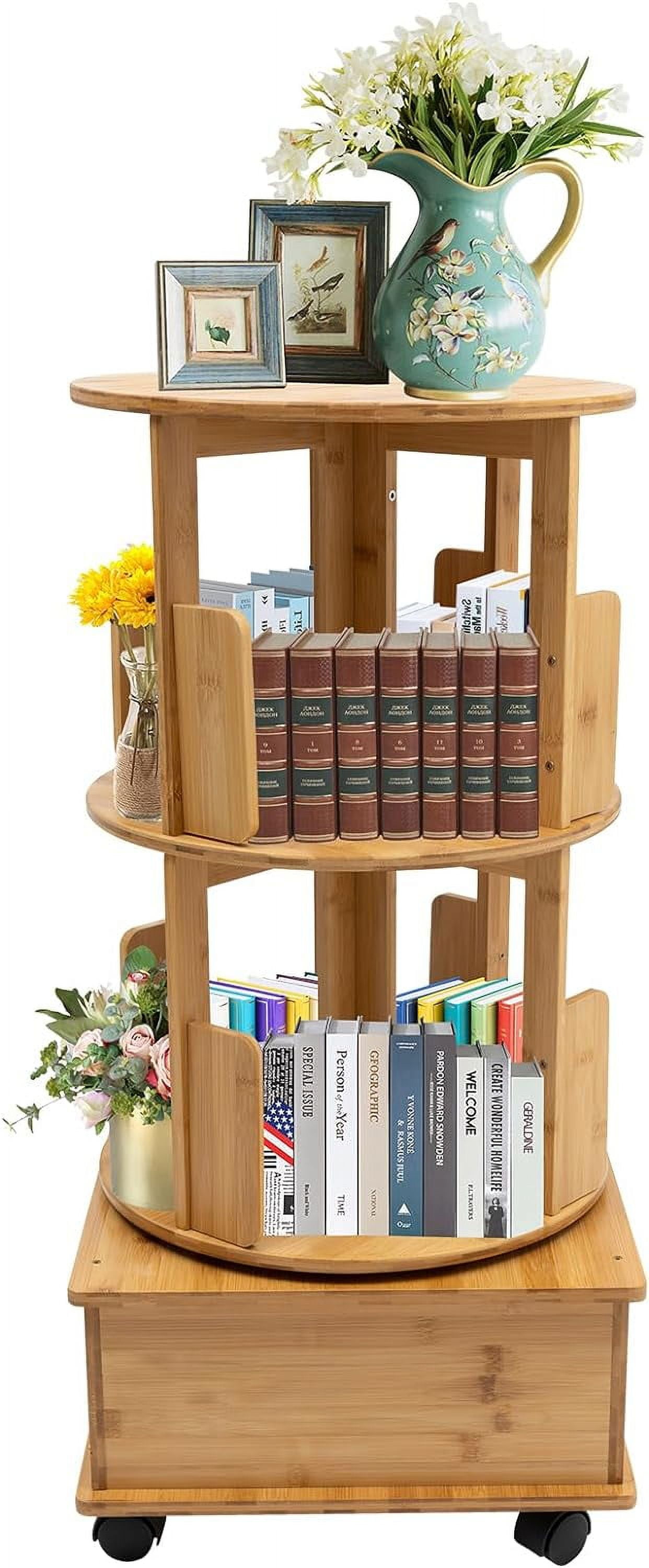 360°Rotating End Table 2 Tiers Children's Bookshelf Large Capacity ...