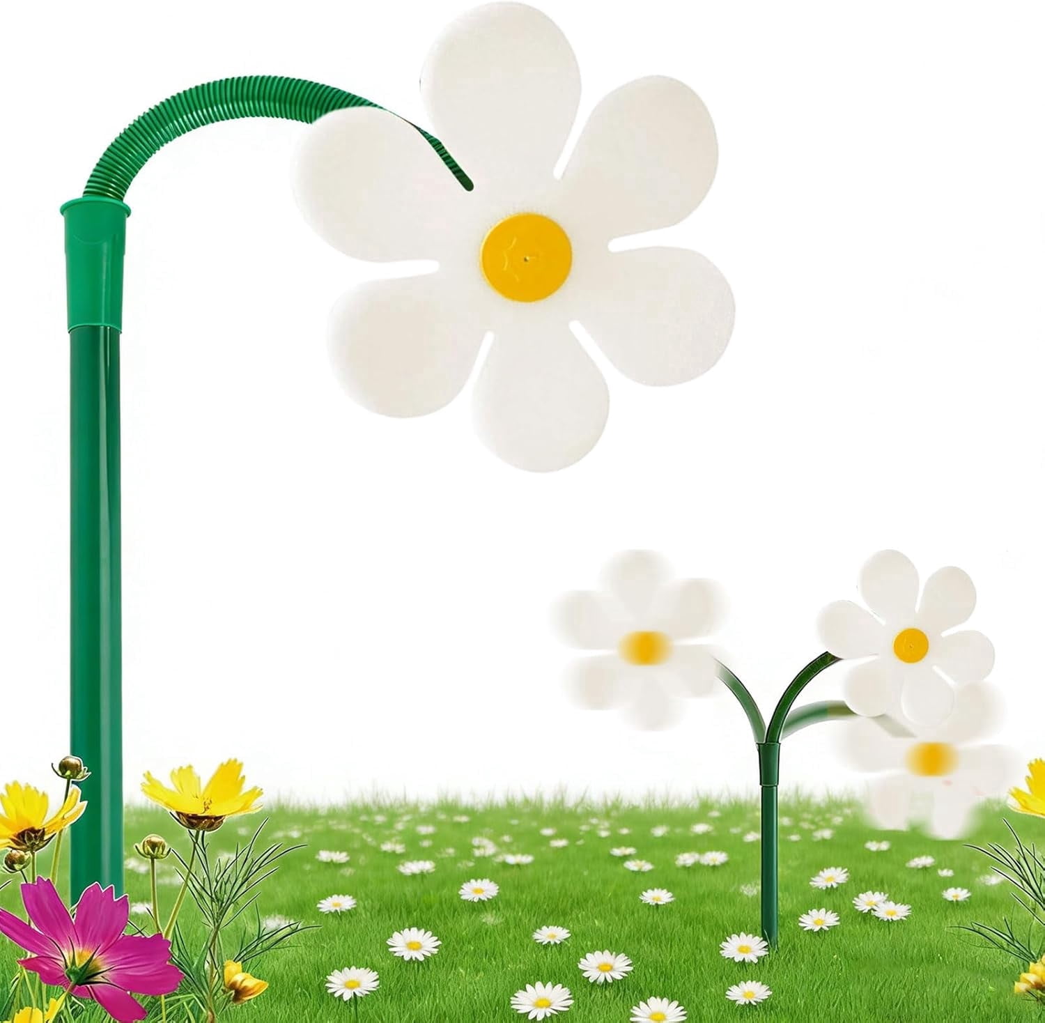 360° Rotating Flower Water Sprinkler for Lawn Garden, Fun Yard Watering & Pet Play Tool, Durable Plastic Base