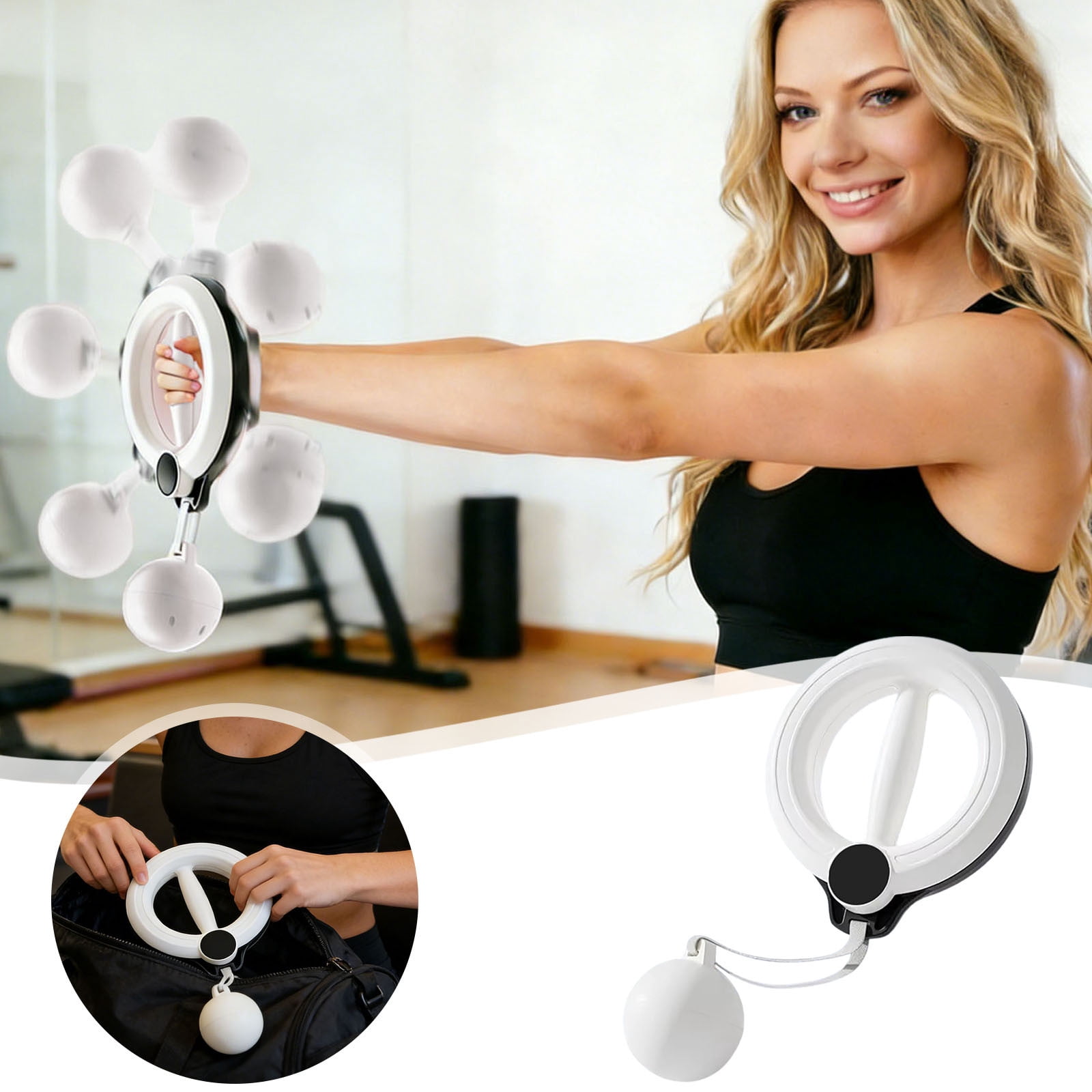 360° Rotating Forearm & Arm Trainer - Portable Upper Body Muscle Exerciser for Home/Gym, Wrist & Shoulder Strength Training (White)