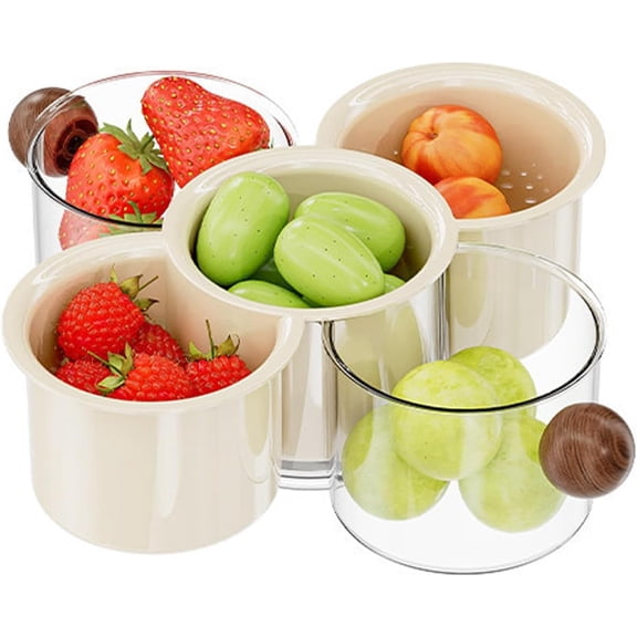 360° Rotating Fruit and Vegetable Storage Box, Vegetable and Fruit Plate, Double-Layered Storage with Water Drainage, nut Storage Box (8.27Inch)