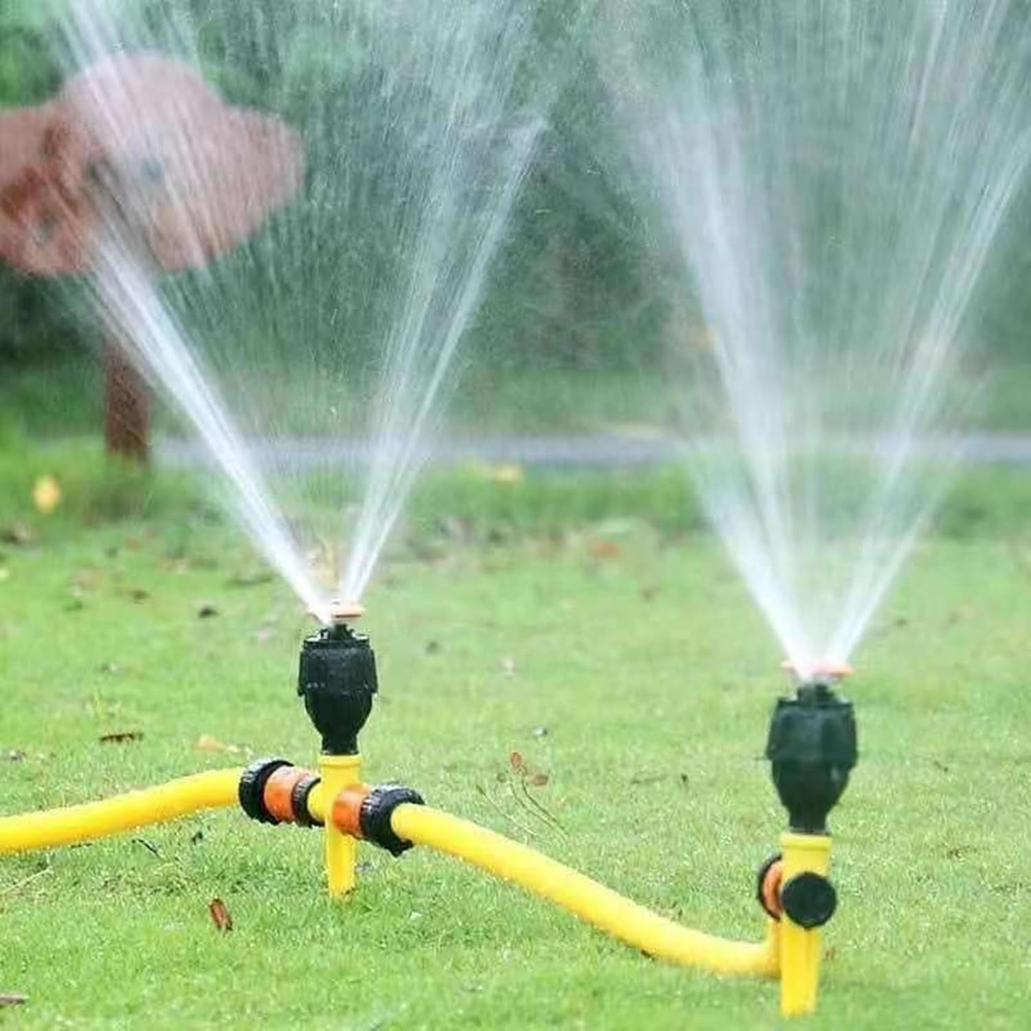 360° Rotating Garden Sprinkler, 3-Speed Water-Saving Settings, Automatic Irrigation System for Large Lawn Yard Coverage, Adjustable & Sturdy