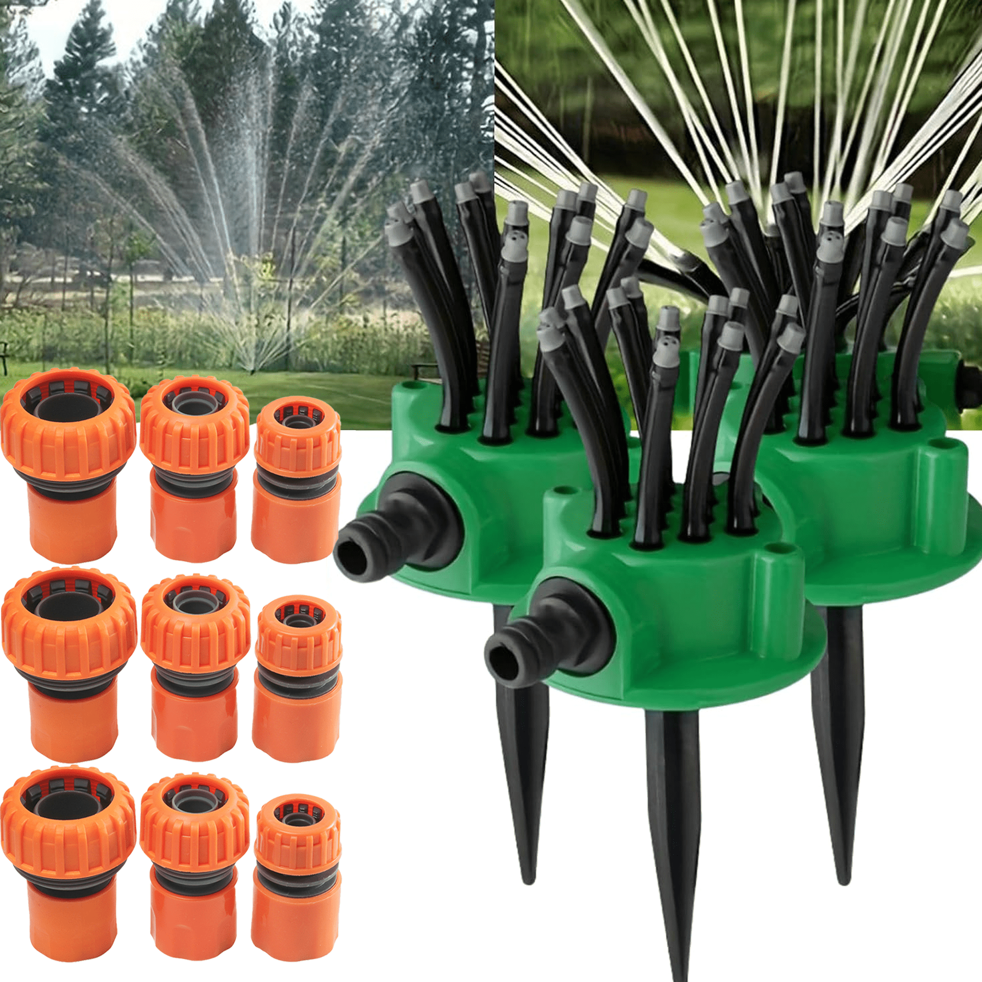 360° Rotating Garden Sprinkler, Automatic Lawn Irrigation for Large Yard, Water-Saving Spike Base