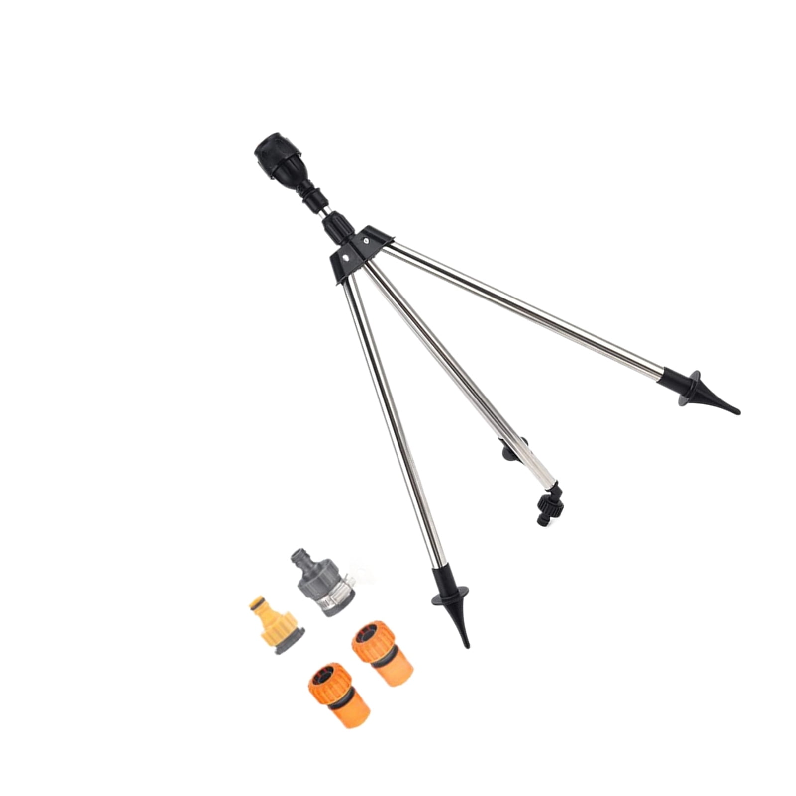 360 Rotating Garden Sprinkler On Adjustable Tripod Base 3/4Inch Hose Adapter for Patios Greenhouses Flowerbed Watering