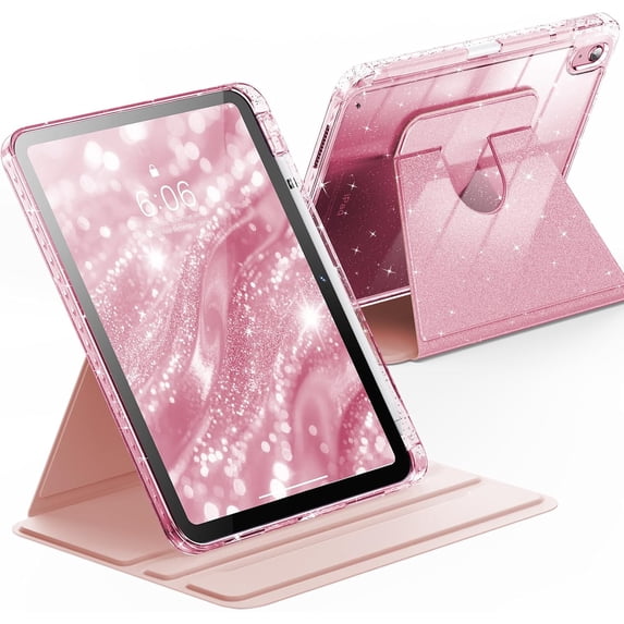 360° Rotating Glitter Case Clear Back & Pencil Holder for iPad 11"/10.9"